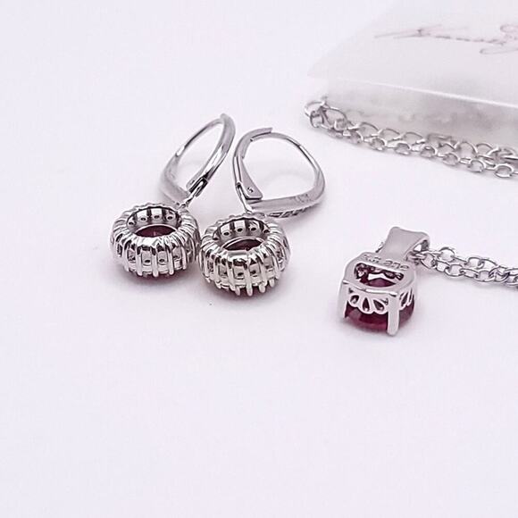 CZ By Kenneth Jay Lane Ruby Necklace and Drop Earring Set - Picture 11 of 11